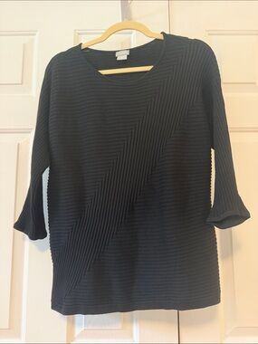 Chico's Black Ribbed Crew Neck Sweater
